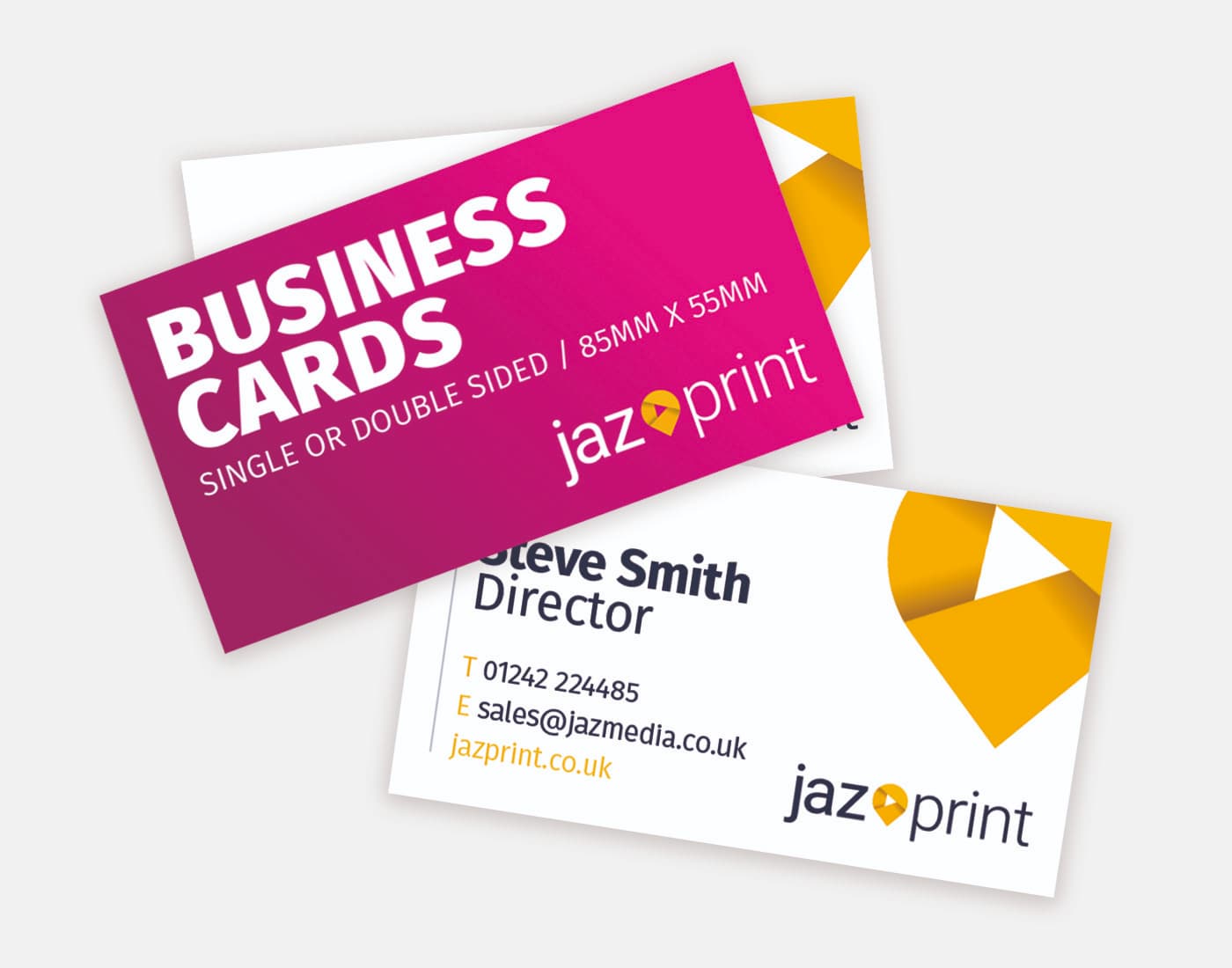 business cards with square or rounded corners. They can be gloss or matt laminated too